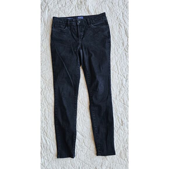 NYDJ Women's Skinny Lift‎ X Tuck Ankle Denim Jeans Size 4 Black Stretch Mid Rise - Picture 1 of 3